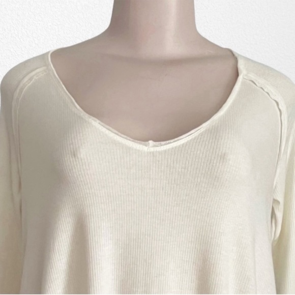 Cottagecore Boho  StretchComfy Thermal Free People Tangerine tee w/raw edge SZ S - Picture 4 of 12